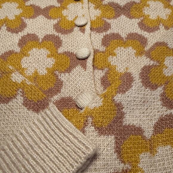 Industry Flower Child Women’s MD Daisy Floral Crop Cardigan Cottagecore Hippy - Picture 3 of 6